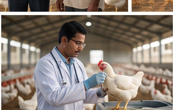 Contract broiler farming illustration